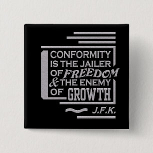 Badge Carré 5 Cm Bouton de citation de JFK