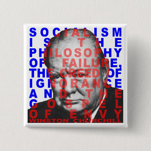 Badge Carré 5 Cm Bouton de citation de Winston Churchill