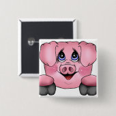 Badge Carré 5 Cm Bouton de cochon rose (Devant & derrière)