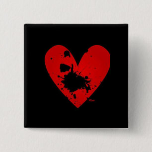 Badge Carré 5 Cm Bouton de coeur d'Emo