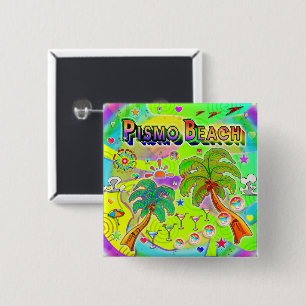 Badge Carré 5 Cm Bouton de concentration d'esprit de Pismo Beach