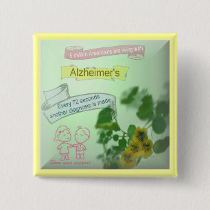 Badge Carré 5 Cm Bouton de conscience d'Alzheimers