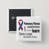 Badge Carré 5 Cm Bouton de conscience de fibrose pulmonaire (Devant & derrière)