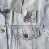 Badge Carré 5 Cm Bouton de Coque d'oeuf de l'araignée de loup (En situation)