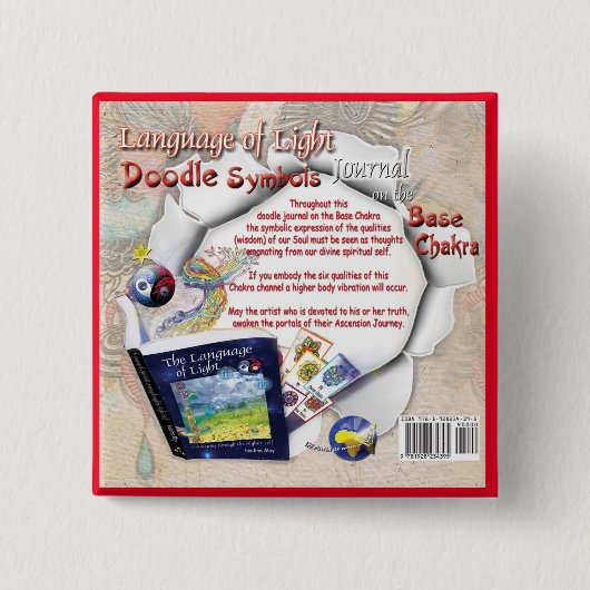 Badge Carré 5 Cm Bouton de couverture du journal Chakra de base (Devant)