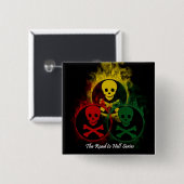 Badge Carré 5 Cm Bouton de crâne (Devant & derrière)