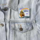 Badge Carré 5 Cm Bouton de croisière (En situation)