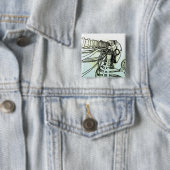 Badge Carré 5 Cm Bouton de cyborg (En situation)