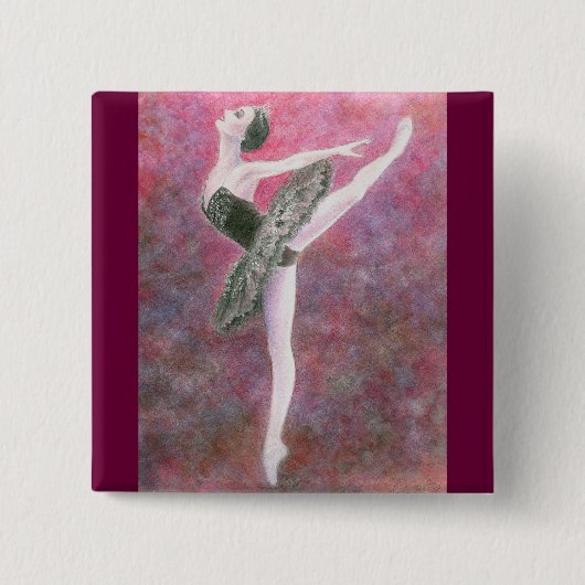 Badge Carré 5 Cm Bouton de cygne noir (Devant)