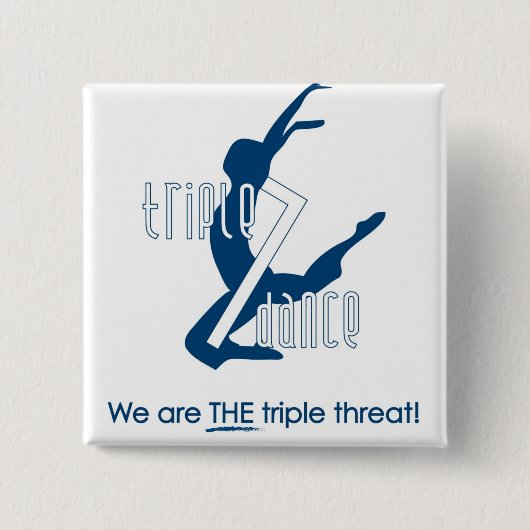Badge Carré 5 Cm Bouton de danse du triple 7 (Devant)