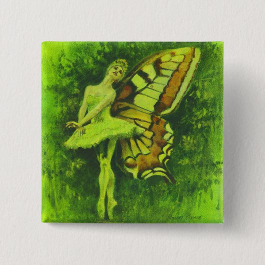 Badge Carré 5 Cm Bouton de danseuse de fée (Devant)