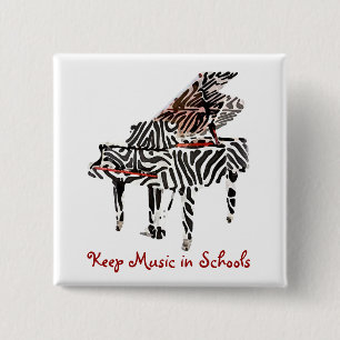 Badge Carré 5 Cm Bouton de ~ de piano à queue de zèbre