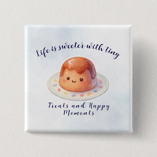 Badge Carré 5 Cm Bouton de dessert gâteau mignon