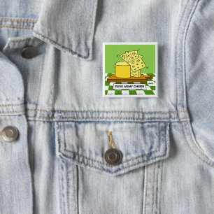 Badge Carré 5 Cm Bouton de dessin humoristique au fromage de l'armé