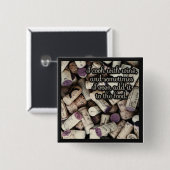 Badge Carré 5 Cm Bouton de devis de Wine Corks (Devant & derrière)