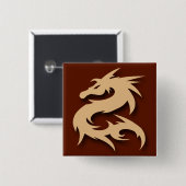 Badge Carré 5 Cm Bouton de DRAGON (Devant & derrière)