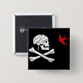 Badge Carré 5 Cm Bouton de drapeau de pirate de Jack Sparrow (Devant & derrière)
