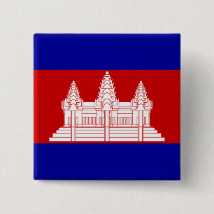 Badge Carré 5 Cm Bouton de drapeau du Cambodge