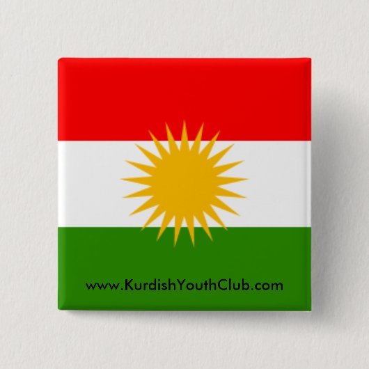 Badge Carré 5 Cm Bouton de drapeau du Kurdistan (Devant)
