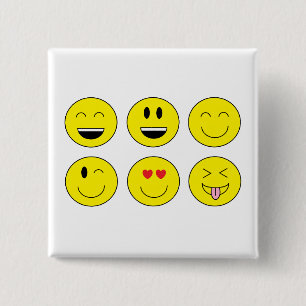 Badge Carré 5 Cm Bouton de "Emojis"