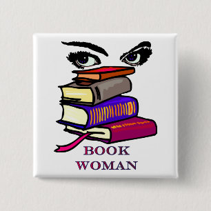 Badge Carré 5 Cm Bouton de femme de livre