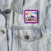Badge Carré 5 Cm Bouton de fête d'anniversaire de Penguin (En situation)