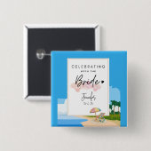 Badge Carré 5 Cm Bouton de fête de poules personnalisé - Bacheloret (Devant & derrière)