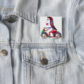 Badge Carré 5 Cm bouton de fille de scooter (En situation)