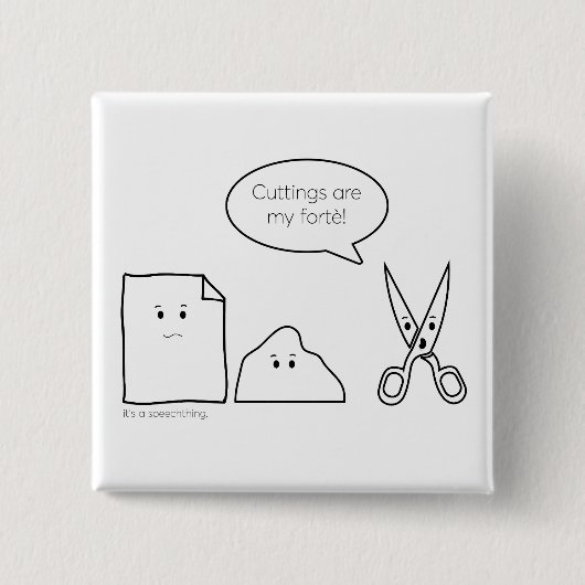 Badge Carré 5 Cm Bouton de forte de coupe (Devant)