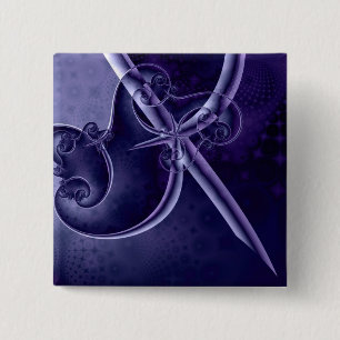 Badge Carré 5 Cm Bouton de fractale