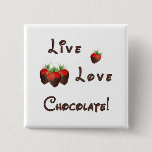Badge Carré 5 Cm Bouton de fraise au chocolat