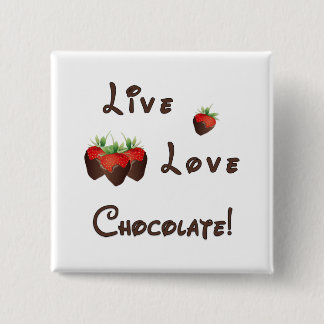 Badge Carré 5 Cm Bouton de fraise au chocolat