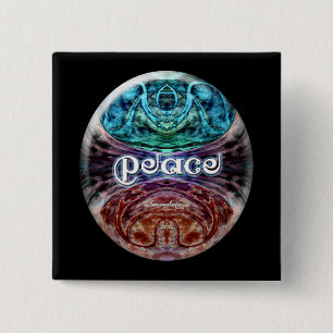 Badge Carré 5 Cm Bouton de graphique de méditation de paix