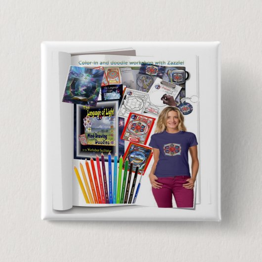 Badge Carré 5 Cm Bouton de gribouillage créatif (Devant)