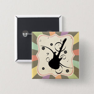 Badge Carré 5 Cm Bouton de guitare
