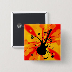 Badge Carré 5 Cm Bouton de guitare