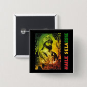 Badge Carré 5 Cm Bouton de Haile Selassie (Devant & derrière)