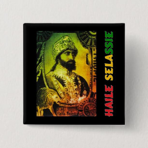 Badge Carré 5 Cm Bouton de Haile Selassie