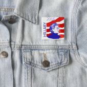 Badge Carré 5 Cm Bouton de Hillary 2016 (En situation)