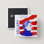 Badge Carré 5 Cm Bouton de Hillary 2016 (Devant & derrière)