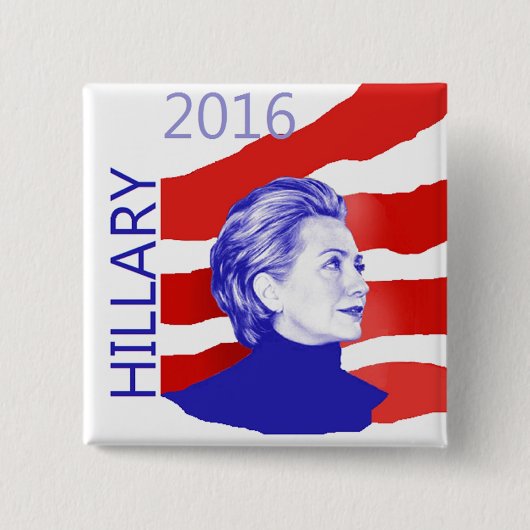 Badge Carré 5 Cm Bouton de Hillary 2016 (Devant)