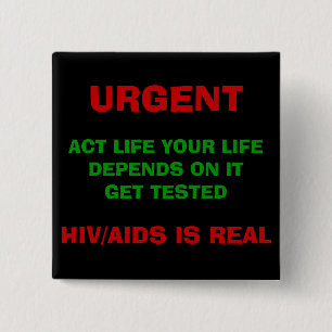 Badge Carré 5 Cm Bouton de HIV/SIDA AWAREESS - customisé