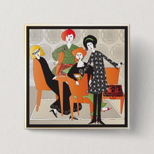 Badge Carré 5 Cm Bouton de jeu Mah Jongg (Devant)