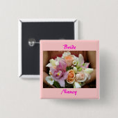 Badge Carré 5 Cm Bouton de jeune mariée (Devant & derrière)