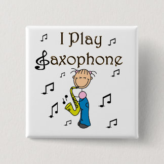 Badge Carré 5 Cm Bouton de joueur de saxophone