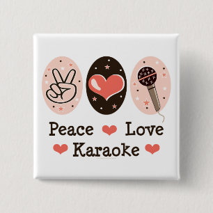 Badge Carré 5 Cm Bouton de karaoke d'amour de paix