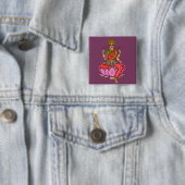 Badge Carré 5 Cm Bouton de la déesse Lakshmi (En situation)