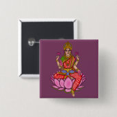 Badge Carré 5 Cm Bouton de la déesse Lakshmi (Devant & derrière)
