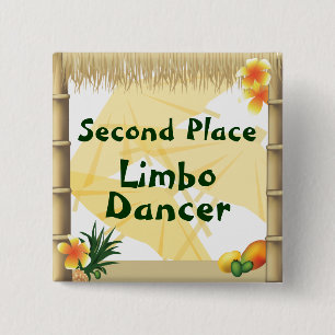 Badge Carré 5 Cm Bouton de la deuxième place du Luau Party Limbo D
