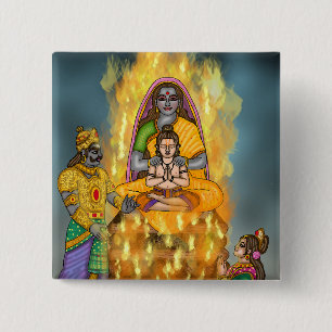 Badge Carré 5 Cm Bouton de la fête de Holi